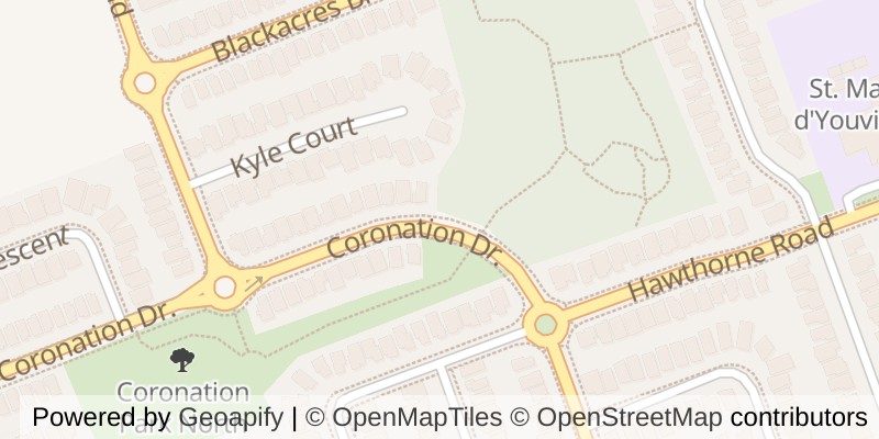 Map of 1908 CORONATION DRIVE, London North (North E)