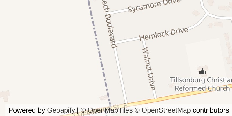 Map of 114 BEECH BOULEVARD, Tillsonburg